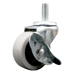 2 inch threaded stem swivel caster with a thermoplastic rubber tread wheel and brake
