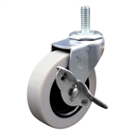 3 inch threaded stem swivel caster with a thermoplastic rubber tread wheel and brake
