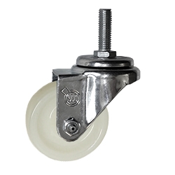 3" Metric Threaded Stem Swivel Caster with Solid Nylon Wheel