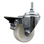 Service Caster #20 Series 3/8 inch threaded stem swivel casters with 3 inch nylon wheel and posi lock are a versatile caster choice.