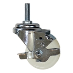 12mm threaded stem caster with 3 inch nylon wheel and brake