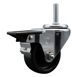 Service Caster #20 Series 5/8 inch threaded stem swivel casters with 3 inch polyolefin wheel and posi lock.