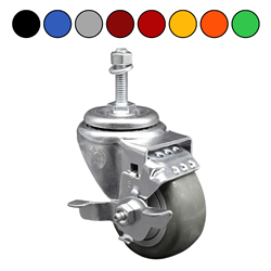 3" Swivel Caster with Brake and Polyurethane Tread Wheel