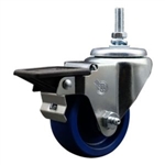 Service Caster #20 Series 12mm threaded stem swivel casters with 3 inch solid polyurethane wheel and posi lock.