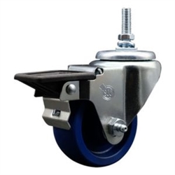 Service Caster #20 Series 12mm threaded stem swivel casters with 3 inch solid polyurethane wheel and posi lock.
