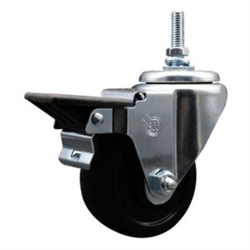 12mm threaded stem caster with 3 inch soft rubber wheel and posi lock