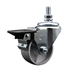 1/2 inch threaded stem swivel casters with 3 inch semi steel cast iron wheel and posi lock brake