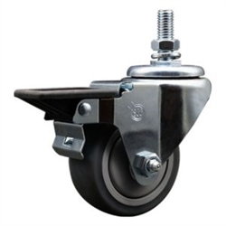 1/2 inch threaded stem swivel casters with 3 inch thermoplastic rubber tread wheel and posi lock