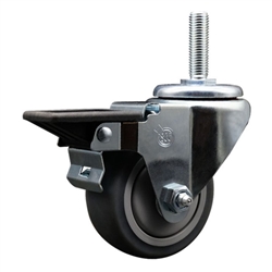 3/4 inch threaded stem swivel casters with 3 inch thermoplastic rubber tread wheel and posi lock