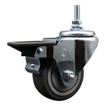 3/8 inch threaded stem swivel casters with 3 inch thermoplastic rubber tread wheel and posi lock