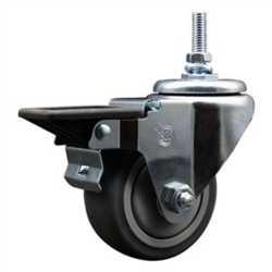 3/8 inch threaded stem swivel casters with 3 inch thermoplastic rubber tread wheel and posi lock