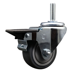5/8 inch threaded stem swivel casters with 3 inch thermoplastic rubber tread wheel and posi lock