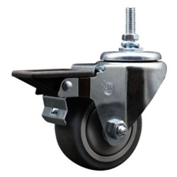 12mm threaded stem caster with 3 inch thermoplastic rubber wheel and posi lock