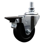 Service Caster #20 Series 1/2 inch threaded stem swivel casters with 3-1/2 inch hard rubber wheel and posi lock are a versatile caster choice.