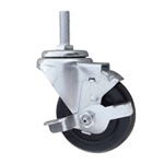 1/2 inch threaded stem swivel caster with 3-1/2 inch hard rubber wheel