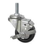 1/2 inch threaded stem swivel caster with 3-1/2 inch phenolic wheel and brake