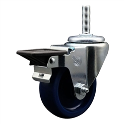 Service Caster #20 Series 5/8 inch threaded stem swivel casters with 3-1/2 inch solid blue polyurethane wheel and posi lock.