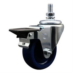 10mm threaded stem swivel casters with 3-1/2 inch solid polyurethane wheel and posi lock.