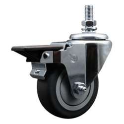 10mm threaded stem swivel casters with 3-1/2 inch thermoplastic rubber tread wheel and posi lock