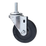 1/2 inch threaded stem swivel caster with 4 inch hard rubber wheel