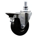 Service Caster #20 Series 1/2 inch threaded stem swivel casters with 4 inch hard rubber wheel and posi lock are a versatile caster choice.