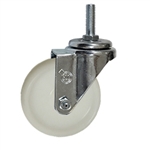 1/2 inch threaded stem swivel caster with 4 inch white nylon wheel