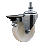 Service Caster #20 Series 1/2 inch threaded stem swivel casters with 4 inch nylon wheel and posi lock are a versatile caster choice.