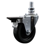 Service Caster #20 Series 1/2 inch threaded stem swivel casters with 4 inch polyolefin wheel and posi lock.