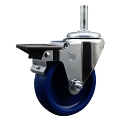 Service Caster #20 Series 3/4 inch threaded stem swivel casters with 4 inch solid polyurethane wheel and posi lock.