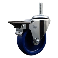 Service Caster #20 Series 5/8 inch threaded stem swivel casters with 4 inch solid polyurethane wheel and posi lock.