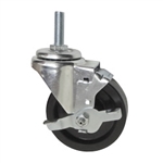 1/2 inch threaded stem swivel caster with 4 inch phenolic wheel and brake