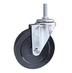 10mm threaded stem caster with 5 inch hard rubber wheel