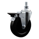 10mm threaded stem caster with 5 inch hard rubber wheel and posi lock.