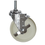 10mm threaded stem caster with 5 inch nylon wheel and brake