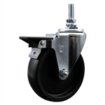 10mm threaded stem caster with 5 inch polyolefin wheel and posi lock.