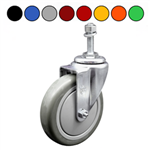 10mm threaded stem caster with 5 inch polyurethane wheel