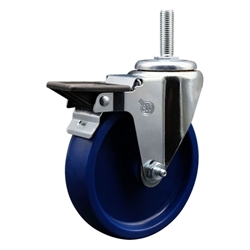 Service Caster #20 Series 5/8 inch threaded stem swivel casters with 5 inch solid polyurethane wheel and posi lock.