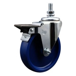 10mm threaded stem caster with 5 inch solid polyurethane wheel and posi lock.