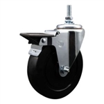3/8 inch threaded stem swivel casters with 5 inch soft rubber wheel and posi lock