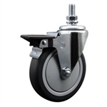 10mm threaded stem swivel casters with 5 inch thermoplastic rubber tread wheel and posi lock