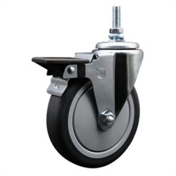 12mm threaded stem swivel casters with 5 inch thermoplastic rubber tread wheel and posi lock