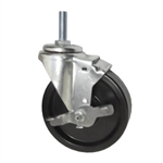 10mm threaded stem caster with 5 inch phenolic wheel and brake