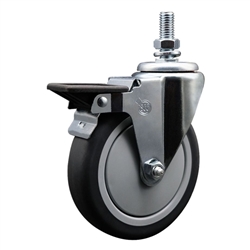10mm threaded stem caster with 6 inch thermoplastic rubber wheel and posi lock