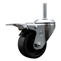 Service Caster #20 Series 5/8 inch threaded stem swivel casters with 3 inch polyolefin wheel and total lock.