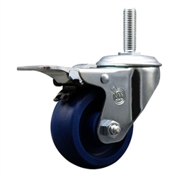 Service Caster #20 Series 3/4 inch threaded stem swivel casters with 3 inch solid polyurethane wheel and total lock.