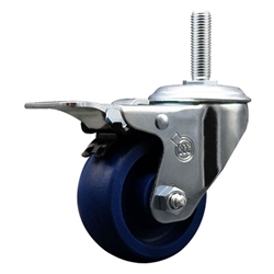 Service Caster #20 Series 5/8 inch threaded stem swivel casters with 3 inch solid polyurethane wheel and total lock.