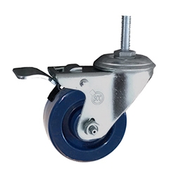 3" Metric Stem Swivel Caster with Solid Polyurethane Tread and Total Lock Brake
