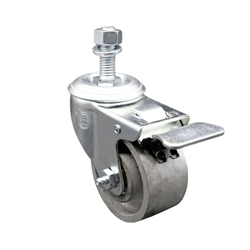 1/2" Threaded Stem 3" Swivel Caster with 3 Inch Semi Steel Wheel and Total Lock Brake