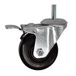 1/2 inch threaded stem swivel caster with 3-1/2 inch phenolic wheel and total lock