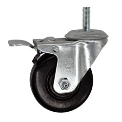 3-1/2" Threaded Stem Swivel Caster with Phenolic Wheel and Total Lock Brake